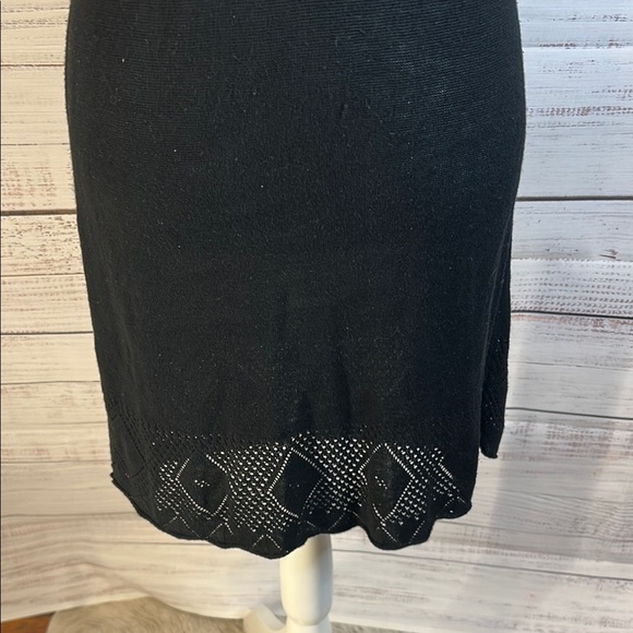 American Rag Black Crochet Knit Boho Dress | V-Neck, Stretch Eyelet Hem Size XS - Picture 4 of 9
